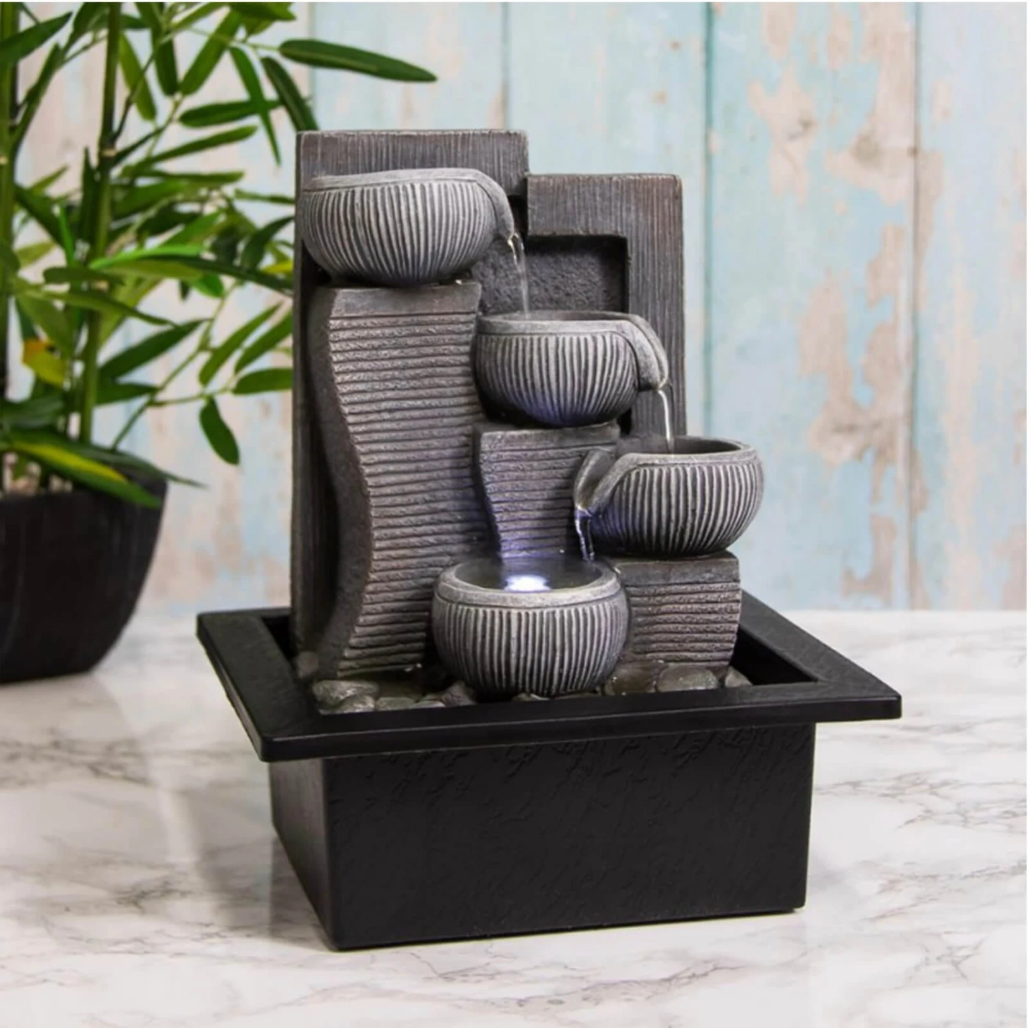 Leonardo Bowls Cascade Indoor Water Fountain LED Light Tranquility 25cm 1 Leonardo Bowls Cascade Indoor Water Fountain LED Light Tranquility 25cm