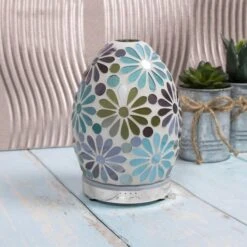Leonardo Aroma Humidifier Flower Mosaic Egg Colour Change LED Light 16cm -XS-Stock LPLLP47497 2 opt