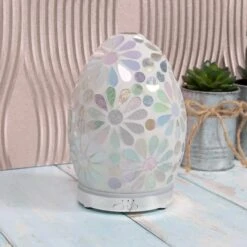 Leonardo Aroma Humidifier Flower Mosaic Egg Colour Change LED Light 16cm -XS-Stock LPLLP47500 2 opt