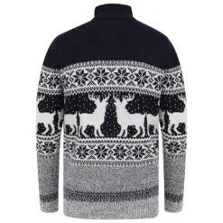 Mens Nordic Pattern Christmas Jumper Fairisle Reindeer 1/4 Zip -XS-Stock SRG1A14231 A 2 opt 55197.1601298092.1100.1100