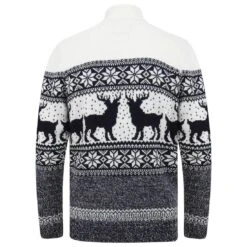 Mens Nordic Pattern Christmas Jumper Fairisle Reindeer 1/4 Zip -XS-Stock SRG1A14231 F 2 opt 21741.1601298092.1100.1100