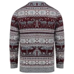 Mens Reindeer Fair Isle Christmas Jumper Grey Marl Nordic -XS-Stock SRG1A14232 F 2 opt 89314.1601281392.1100.1100