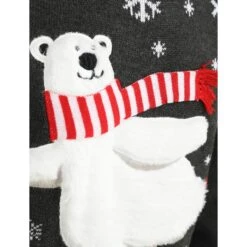 Mens Christmas Jumper Polar Bear Ice Skating With Striped Scarf -XS-Stock SRG1A15803 A 3 opt