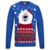 Mens Christmas Jumper Polar Bear Flashing LED Lights Snowflakes