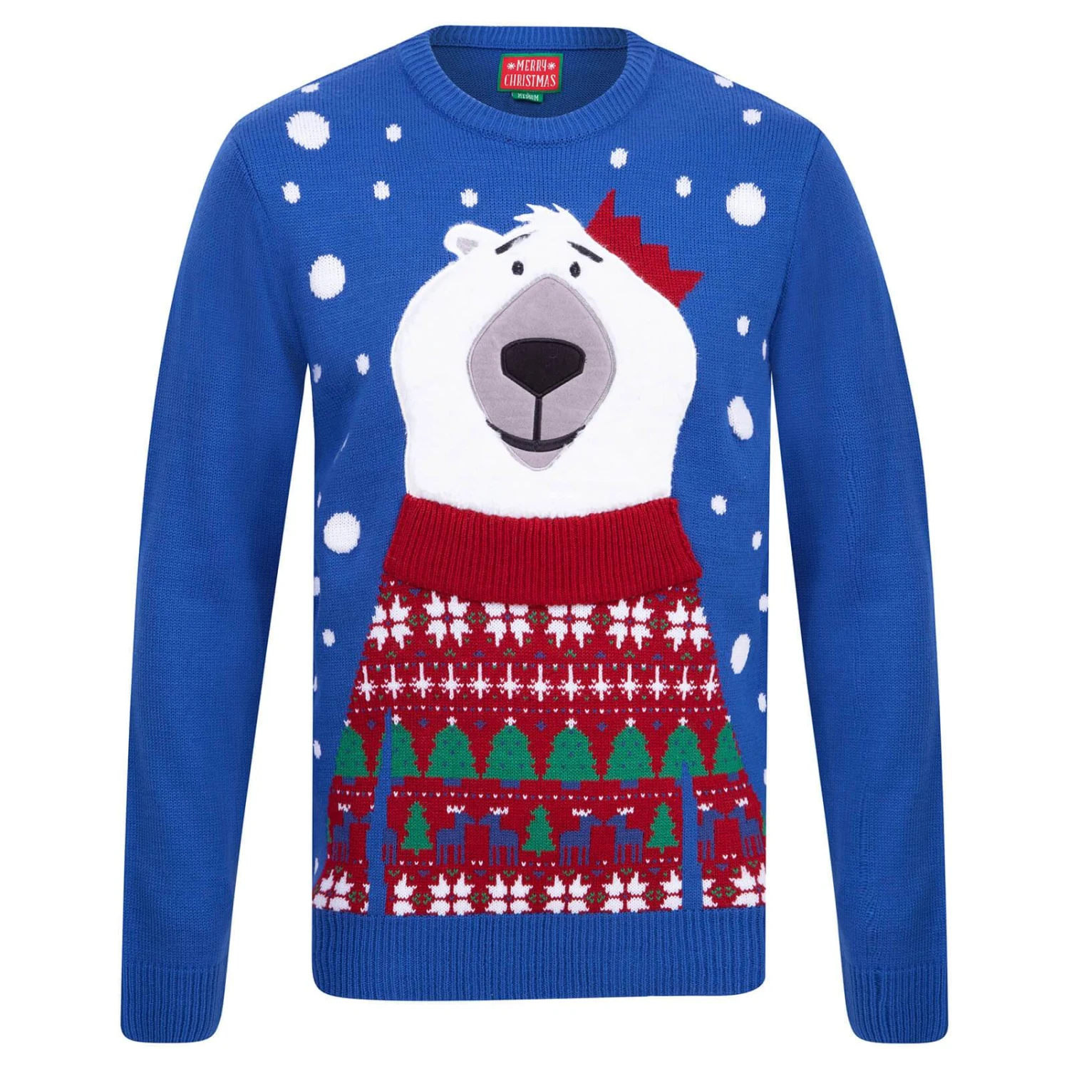 Mens Christmas Jumper Polar Bear Flashing LED Lights Snowflakes 1 Mens Christmas Jumper Polar Bear Flashing LED Lights Snowflakes