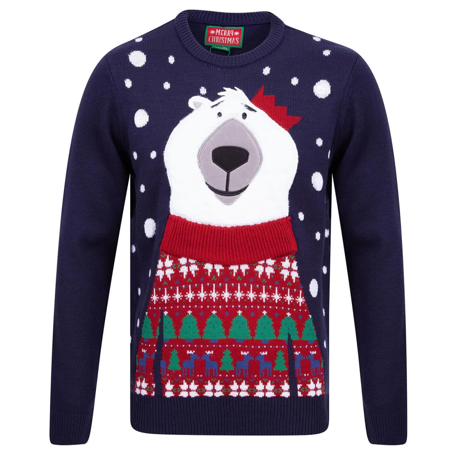 Mens Christmas Jumper Polar Bear Flashing LED Lights Snowflakes 2 Mens Christmas Jumper Polar Bear Flashing LED Lights Snowflakes - Image 2