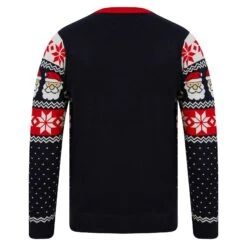 Mens Christmas Jumper Santa Snowflake Traditional -XS-Stock SRG1A17078 A 2.opt