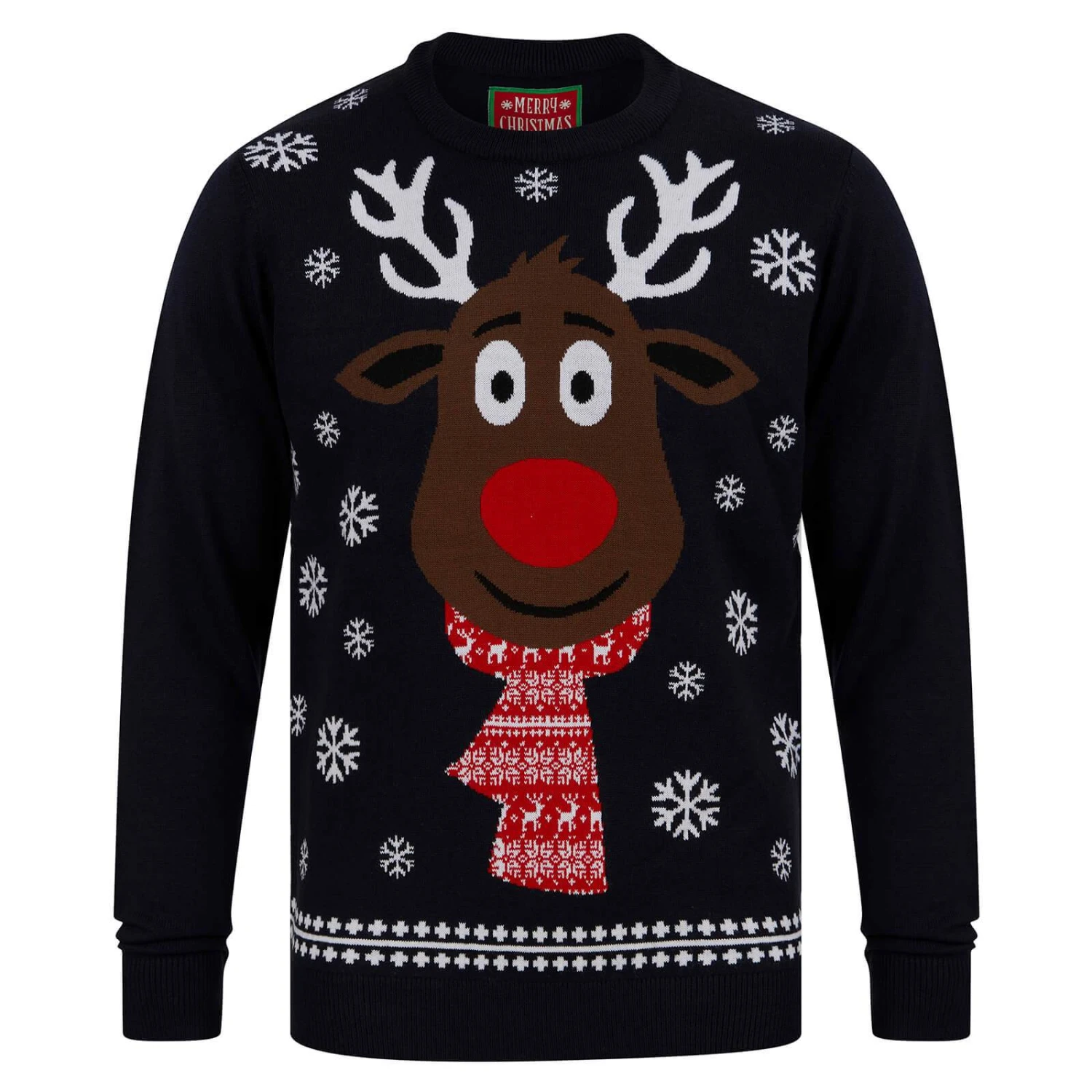 Mens Festive Scarf Rudolph Reindeer Christmas Jumper 3 Mens Festive Scarf Rudolph Reindeer Christmas Jumper - Image 3