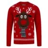 Mens Festive Scarf Rudolph Reindeer Christmas Jumper