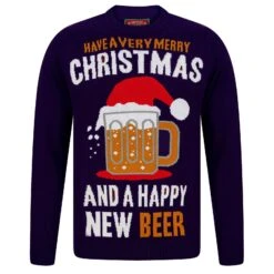Mens Happy New Beer Festive Christmas Jumper -XS-Stock SRG1A17085 A 1.opt