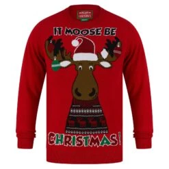 Mens It Moose Be Christmas Festive Xmas Jumper -XS-Stock SRG1A17089 F 1.opt