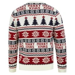 Mens Christmas Jumper Merry Xmas Trees Snowflakes Traditional -XS-Stock SRG1A17155 A 2 opt