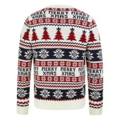 Mens Christmas Jumper Merry Xmas Trees Snowflakes Traditional -XS-Stock SRG1A17155 F 2 opt