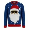 Mens LED Christmas Jumper Bearded Santa Light Up Shades