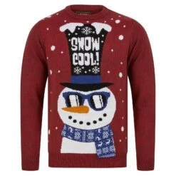 Mens LED Snowman Christmas Jumper Snow Cool Light Up Shades -XS-Stock SRG1A17384 F 1.opt