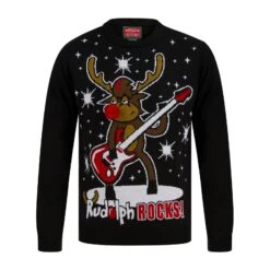Mens LED Rudolph Rocks Christmas Jumper 3D Nose -XS-Stock SRG1A17391 A.opt