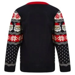 Kids Christmas Jumper Santa Head Snowflakes Red Black Nordic -XS-Stock SRG2A17150 A 2 opt