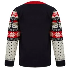 Kids Christmas Jumper Santa Head Snowflakes Red Black Nordic -XS-Stock SRG2A17150 E 2 opt
