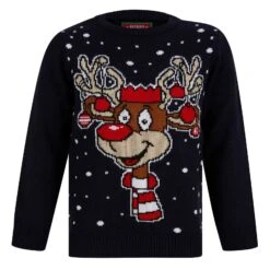 Kids LED Reindeer Christmas Jumper Light Up Baubles -XS-Stock SRG2A17410 A 1.opt