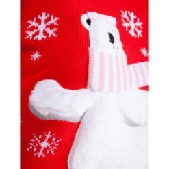 Ladies Christmas Jumper Polar Bear Ice Skating Red -XS-Stock SRG3A15865 A 3.opt