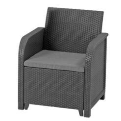 Keter Rosalie 2 Seater Balcony Set Storage Table Grey Rattan -XS-Stock UBLKTR0044 2