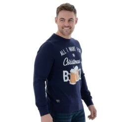 Mens Novelty Christmas Jumper Sweatshirt All I Want Is Booze -XS-Stock VISFMV031 NVY 1600 2 05913.1510156388.1100.1100