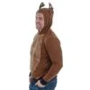 Mens Christmas Hooded Jumper Rudolph Antlers Brown Knit