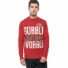 Mens Christmas Jumper Gobble Til You Wobble Slogan Red Fun