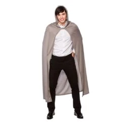 Adults Hooded Grey Cape Wizard Vampire Halloween Costume