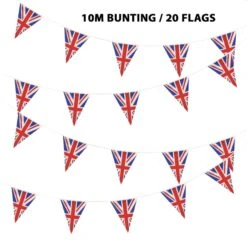 10m GB Triangle Bunting 20 Union Jack Flags Party Decoration