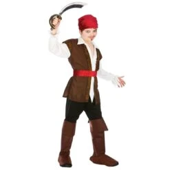 Boys Caribbean Pirate Brown Red Play Halloween Costume