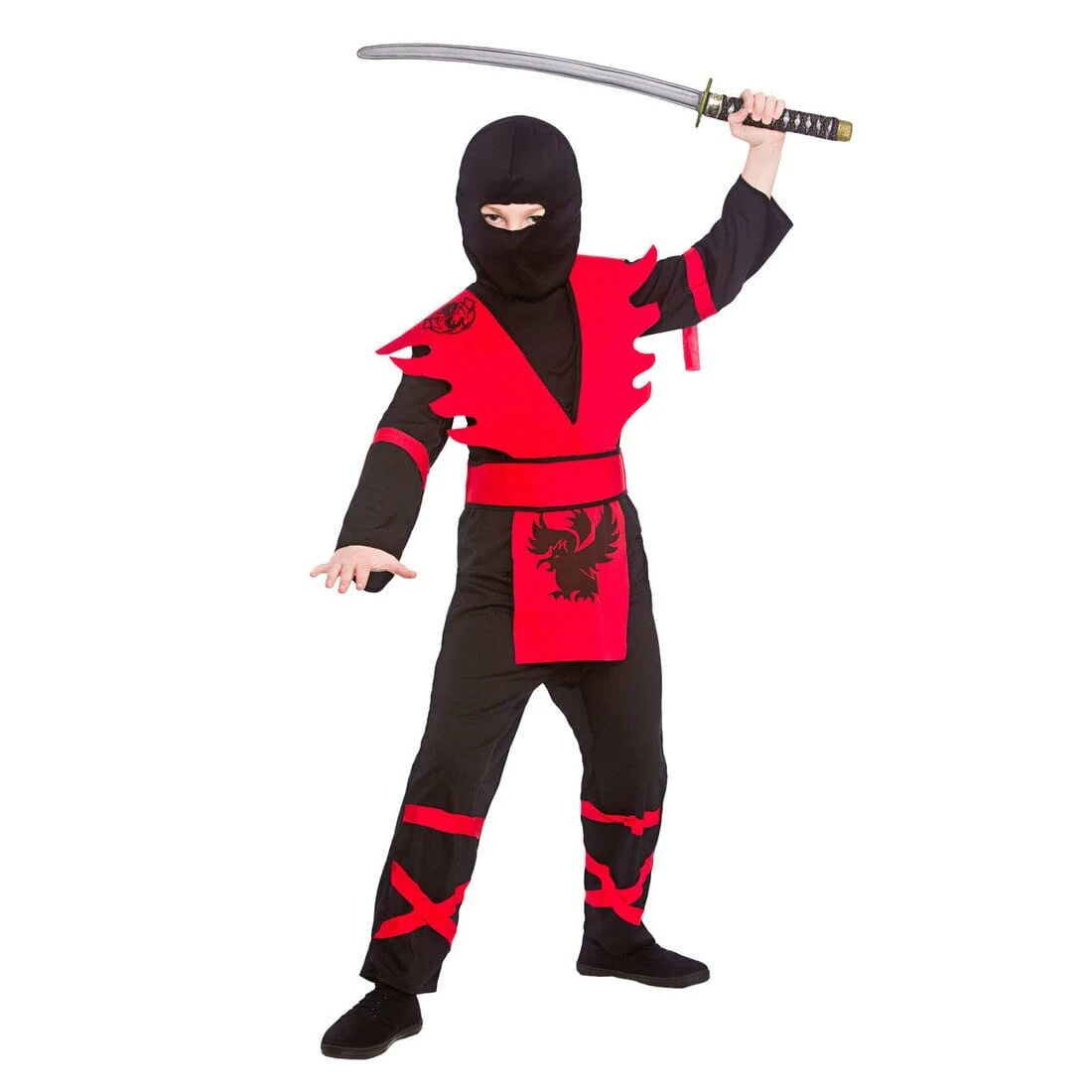 Boys Ninja Assassin Red Black Japanese Halloween Costume 1 Boys Ninja Assassin Red Black Japanese Halloween Costume