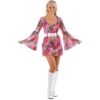 Womens Retro Go-Go Girl Flower Party Halloween Costume