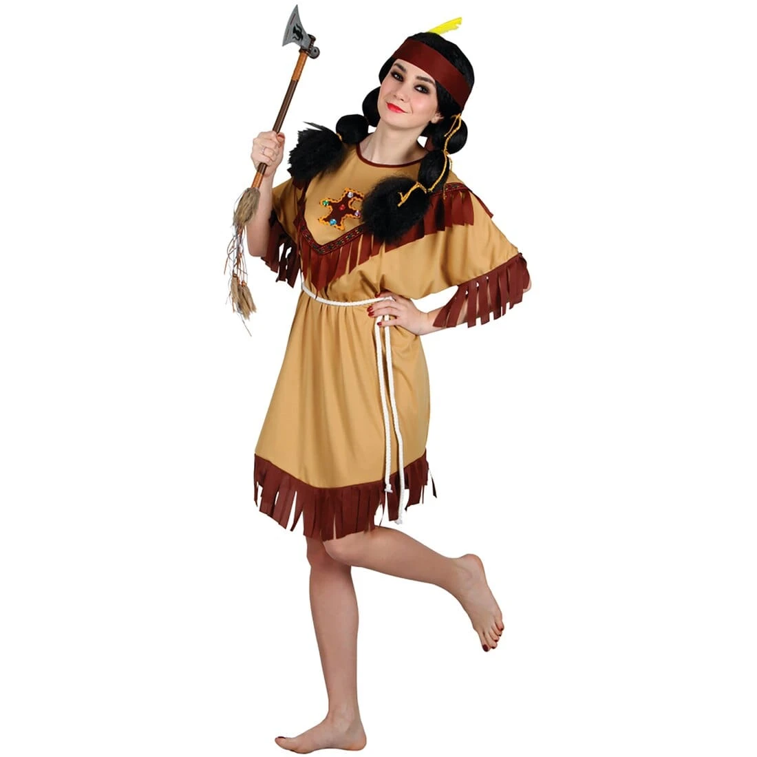 Womens Native Indian Budget Fancy Dress Halloween Costume 1 Womens Native Indian Budget Fancy Dress Halloween Costume