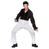 Mens Black Disco Fever 70s Frilly Shirt Halloween Costume