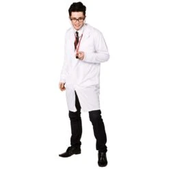 Mens White Doctors Coat One Size Halloween Accessory