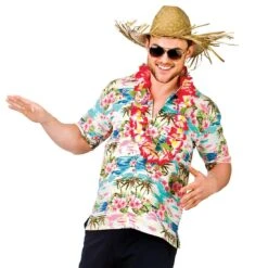 Mens Pink Palm Tree Hawaii Shirt Party Halloween Accessory