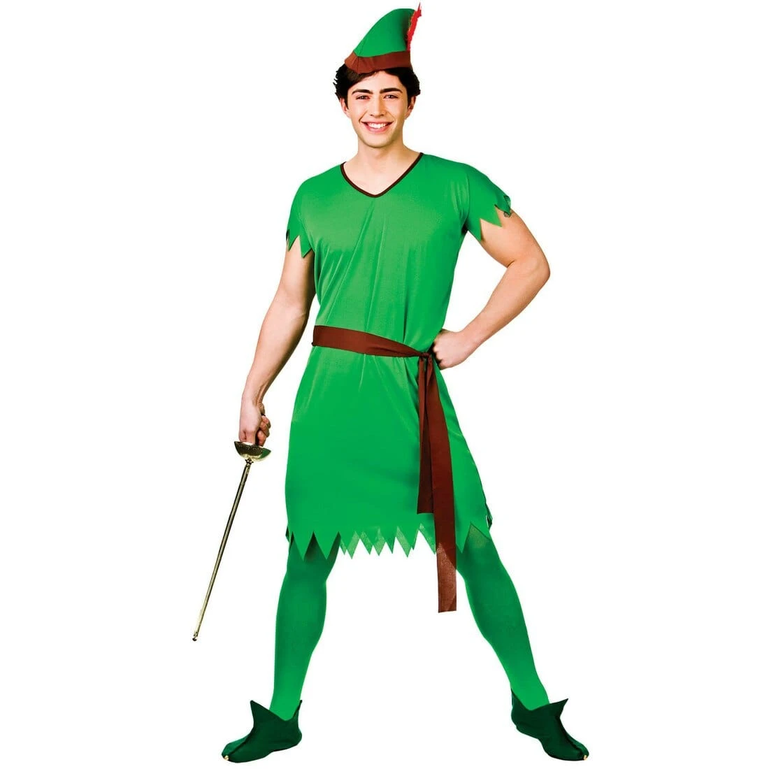 Mens Green Lost Boy Elf Robin Hood Halloween Costume 1 Mens Green Lost Boy Elf Robin Hood Halloween Costume