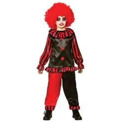 Kids Evil Clown Jester Halloween Fancy Dress Costume
