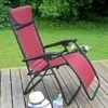 Garden Recliner Chair Zero Gravity Reclining Relaxer Padded Seat In Red