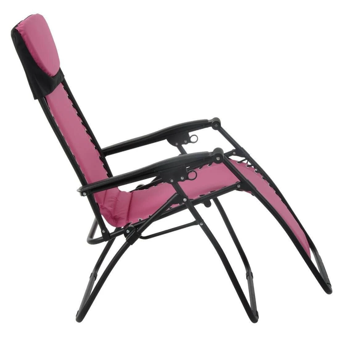 Garden Recliner Chair Zero Gravity Reclining Relaxer Padded Seat In Pink 3 Garden Recliner Chair Zero Gravity Reclining Relaxer Padded Seat In Pink - Image 3