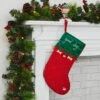 Good Dog Pet Christmas Stocking Red & Green Fabric With Bells