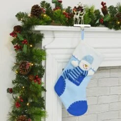 42cm Boys 1st Christmas Blue 3D Snowman Stocking Gift
