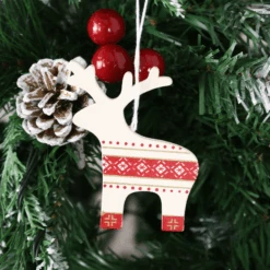 Set Of 6 Wooden Reindeer Christmas Tree Decorations Boxed -XS-Stock XS4517 2