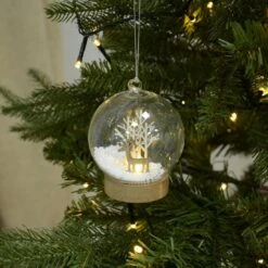 Light Up Christmas Bauble Reindeer & Twig Trees In Snow