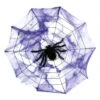 Purple LED Black Spider Halloween Decoration With Web