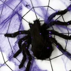 Purple LED Black Spider Halloween Decoration With Web 6 Purple LED Black Spider Halloween Decoration With Web -XS-Stock XS5109 1600 2 04834.1506431298.1100.1100