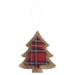Set Of 6 Tartan Wooden Hanging Christmas Tree Decorations -XS-Stock XS5263 1600 3 53044.1508510441.1100.1100