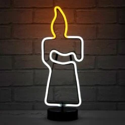 Candle Neon White Table Lamp Bright LED Rope Light Feature