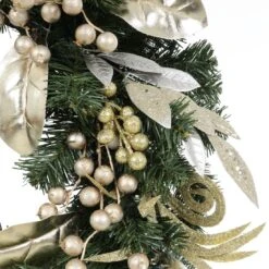 Christmas Wreath Pre-Lit Silver Gold Leaf Berries 60cm (2ft) -XS-Stock XS5819 1600 2 72872.1539337988.1100.1100